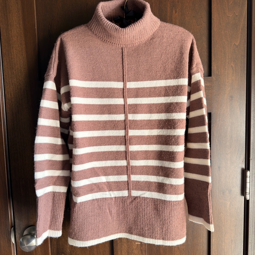 Line & Dot Sweater from Evereve - Brown and Cream Stripes